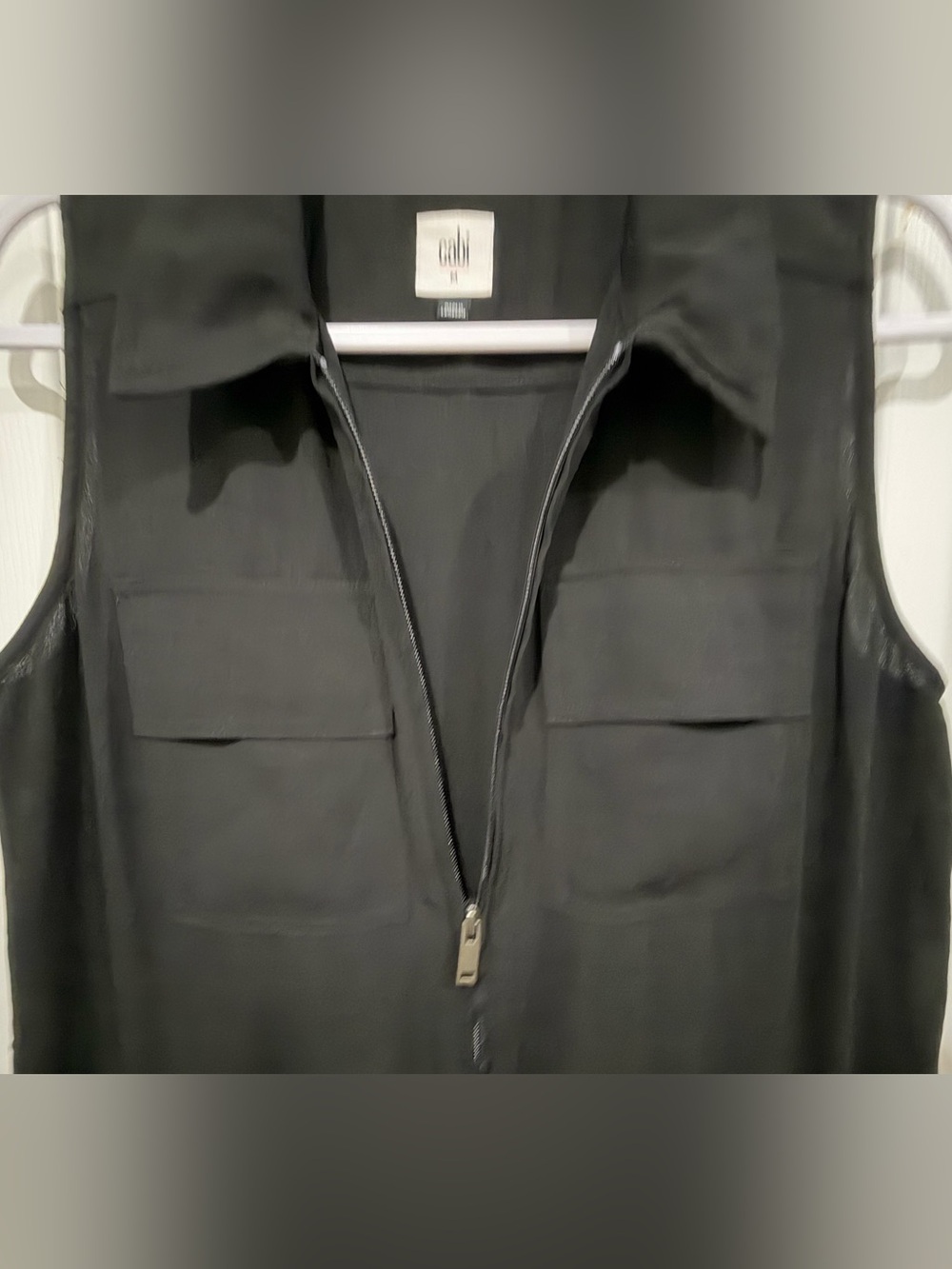 CAbi Black Sleeveless Zip-Front Cargo Jumpsuit - Picture 5 of 8